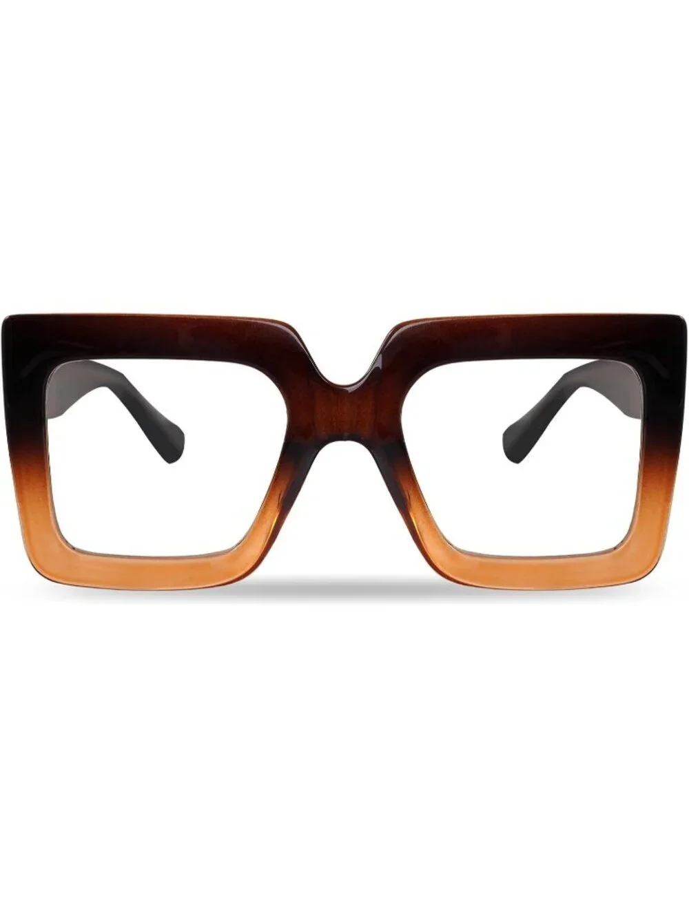Women's Brown Oversized Square Big Frame Computer Eyewear Thick Fashion Glasses